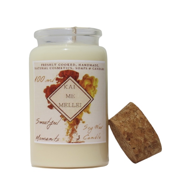 Χειροποίητο Κερί Σόγιας 100ml φελλό σειρά SweetfulMoments Kaimemellei - αρωματικά κεριά, διακοσμητικά, κεριά, αρωματικό χώρου, κερί σόγιας - 2