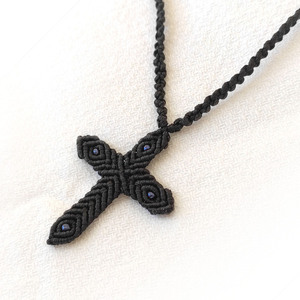 Κολιέ Σταυρός Μακραμέ _Macrame Cross Necklace - ιδιαίτερο, μακραμέ, δώρα για άντρες, σταυροί, ανδρικά κολιέ