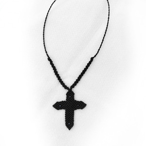 Κολιέ Σταυρός Μακραμέ _Macrame Cross Necklace - ιδιαίτερο, μακραμέ, δώρα για άντρες, σταυροί, ανδρικά κολιέ - 4