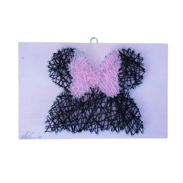 String art ποντικουλα ροζ σε ξυλο - πίνακες & κάδρα, κορίτσι, παιδικά κάδρα
