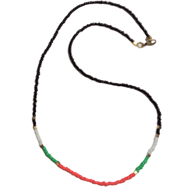 Κολιέ με χάντρες: κόκκινο, τιρκουάζ, λευκό, μαύρο, χρυσό. Μηκός: 45 εκ. - χάντρες, κοντά, seed beads