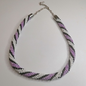Κολιέ με χάντρες crochet knitted violet colour - τσόκερ, χάντρες, κοντά