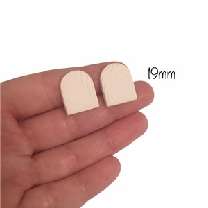 Σετ σκουλαρίκια από πολυμερικο πηλό σε λευκό και καφέ χρώμα - πηλός, καρφάκι, φθηνά - 2
