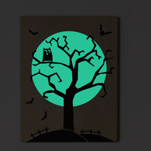 "Halloween" ξύλινος διακοσμητικός πίνακας που φωσφορίζει στο σκοτάδι, 22x28 - πίνακες & κάδρα, halloween, ξύλινα διακοσμητικά - 4
