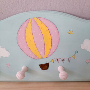 Κρεμάστρα τοίχου με όνομα για κορίτσι "Αερόσταο"!. - κορίτσι, αερόστατο, δώρα για βάπτιση, κρεμάστρες, προσωποποιημένα - 2