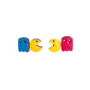 Stud earrings "Pac-Man"!!!". - ξύλο, γυαλί, καρφωτά