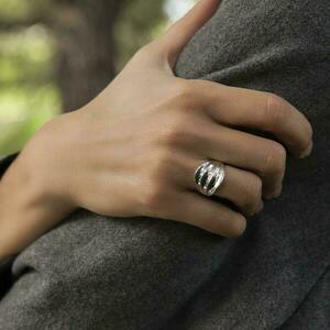 Ασημένιο δαχτυλίδι Αφθονία - ασήμι, γεωμετρικά σχέδια, boho, σταθερά, μεγάλα - 3