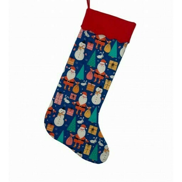 Χριστουγεννιάτικη κάλτσα - ύφασμα, διακοσμητικά, άγιος βασίλης