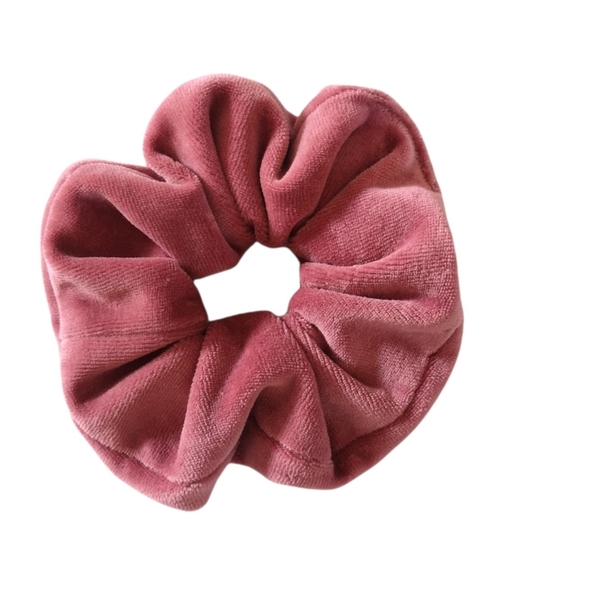 Βελούδινο υφασμάτινο χειροποιητο scrunchie λαστιχάκι μαλλιών σε old rose χρώμα - ύφασμα, κορίτσι, βελούδο, δώρα για γυναίκες, λαστιχάκια μαλλιών