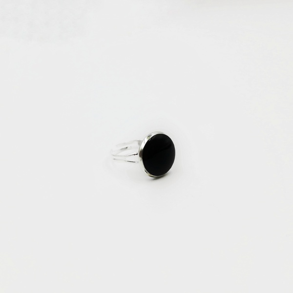 Δαχτυλίδι με μαύρη πέτρα απο υγρό γυαλί - γυαλί, αυξομειούμενα, φθηνά - 2