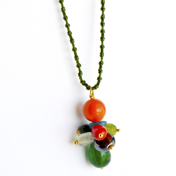 Κολιέ folklore πολύχρωμο jade-Αντίγραφο - ημιπολύτιμες πέτρες, charms, μακριά, boho - 2