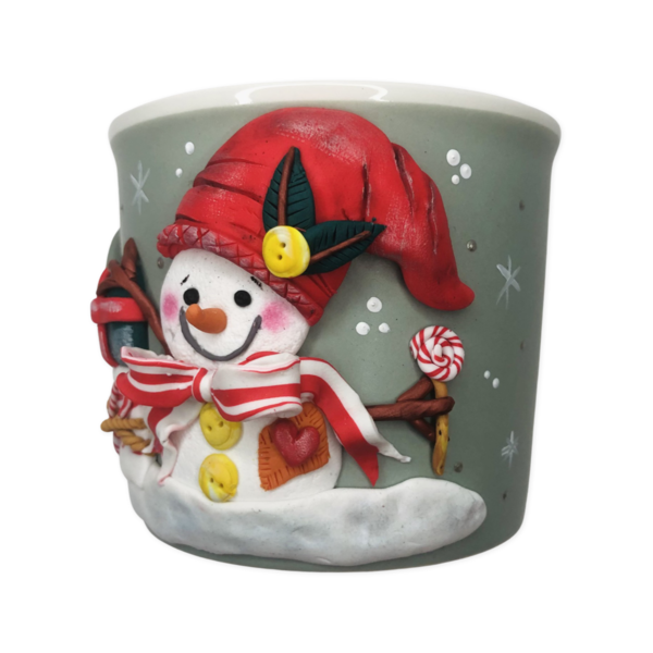 Χιονάνθρωπος Κοκκινος - πηλός, διακοσμητικά, χιονάνθρωπος, είδη κουζίνας - 2