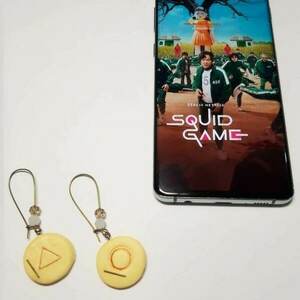 Squid game earrings - πηλός, μακριά, κρεμαστά