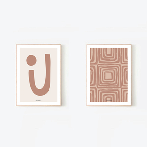 σετ 2 abstract artprints σε teracotta χρωματισμούς | 21x30cm | words & shapes - δώρο, διακόσμηση, αφίσες, abstract