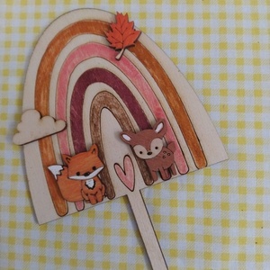 Cake topper Ουράνιο τόξο (φθινόπωρο) 10 εκατοστά - ουράνιο τόξο, διακοσμητικά, ζωάκια - 3