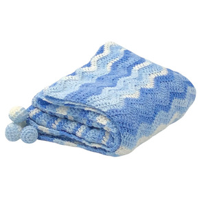 Κουβέρτα αγκαλιάς & λίκνου πλέκτη Χειροποίητη 1,20x1,10 κύμα μπλε - δώρο, βρεφικά, προίκα μωρού, δώρο για βάφτιση, κουβέρτες - 2