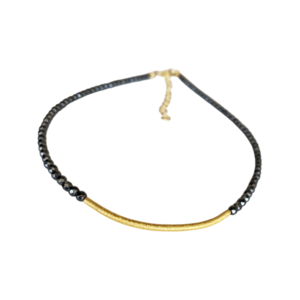 Seed Bead Κολιέ choker με αιματίτη και επίχρυση μπάρα. Ασήμι 925! Μήκος 38 cm - ημιπολύτιμες πέτρες, επιχρυσωμένα, ασήμι 925, τσόκερ, κοντά, seed beads