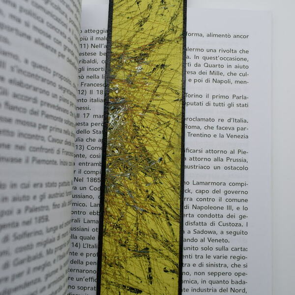 Σελιδοδείκτης χειροποίητος με κίτρινο ακρυλικό χρώμα σε χαρτί - ζωγραφισμένα στο χέρι, χειροποίητα, σελιδοδείκτες - 5