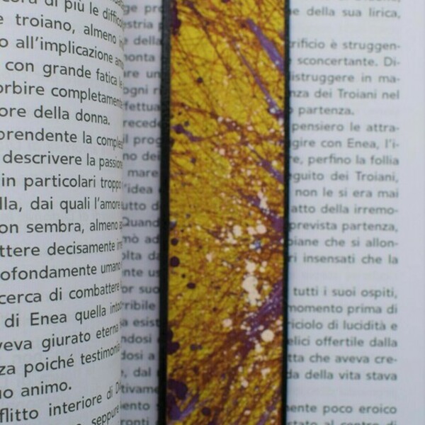 Σελιδοδείκτης χειροποίητος με κίτρινο και μωβ χρώμα - ζωγραφισμένα στο χέρι, χειροποίητα, σελιδοδείκτες - 5