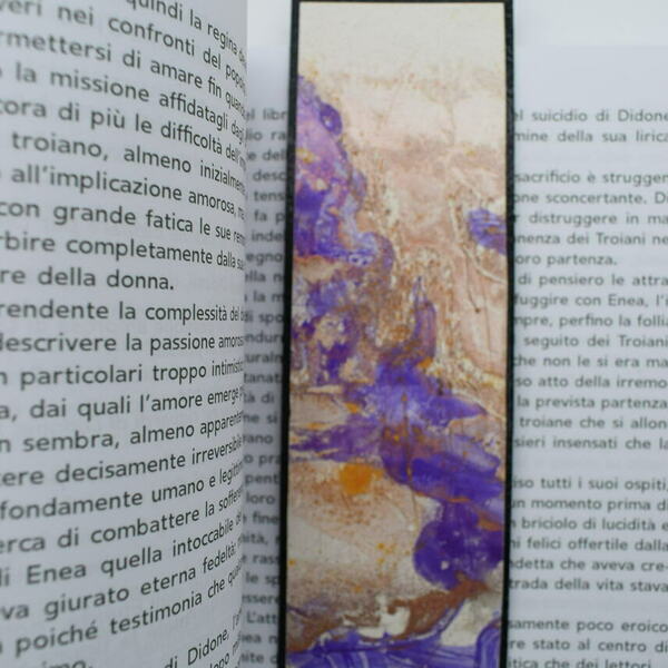 Σελιδοδείκτης χειροποίητος με spray χάλκινου χρώματος με μωβ σινική μελάνη - ζωγραφισμένα στο χέρι, χειροποίητα, σελιδοδείκτες - 5