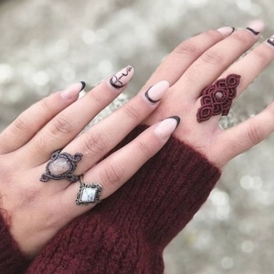 Boho μακραμέ δαχτυλίδι με ροζ χαλαζία - ημιπολύτιμες πέτρες, μακραμέ, boho, σταθερά - 2