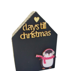 Ξύλινο σπιτάκι μαυροπίνακα days till Christmas - ξύλο, διακοσμητικά