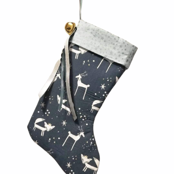 Χριστουγεννιάτικη κάλτσα 2 - ύφασμα, διακοσμητικά