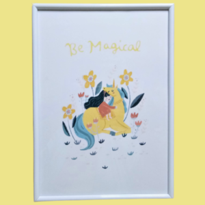Παιδικό κάδρο ¨be magical ¨κοριτσάκι με μονόκερο ( 22χ 31 εκ. ) για κοριτσάκι - πίνακες & κάδρα, κορίτσι, δώρο, δώρα για παιδιά, μονόκερος, παιδικά κάδρα - 2