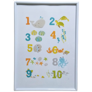 Παιδικό κάδρο διακοσμητικό- εκπαιδευτικό με αριθμούς και πλάσματα της θάλασσας ( 22χ 31 εκ. ) - πίνακες & κάδρα, κορίτσι, αγόρι, δώρα για παιδιά, παιδικά κάδρα