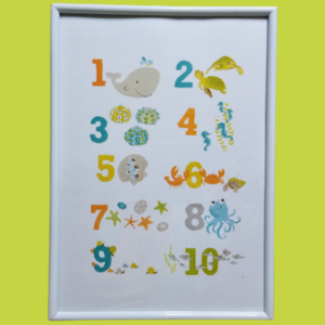 Παιδικό κάδρο διακοσμητικό- εκπαιδευτικό με αριθμούς και πλάσματα της θάλασσας ( 22χ 31 εκ. ) - πίνακες & κάδρα, κορίτσι, αγόρι, δώρα για παιδιά, παιδικά κάδρα - 2
