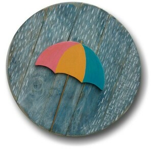 Ομπρέλα στη βροχή - ξύλο, πίνακες & κάδρα