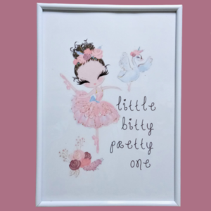 Παιδικό κάδρο μικρή μπαλαρίνα " little bitty pretty one " ( 22χ 31 εκ. ) για κοριτσάκι - πίνακες & κάδρα, κορίτσι, μπαλαρίνα, δώρα για παιδιά, κύκνος, παιδικά κάδρα - 2