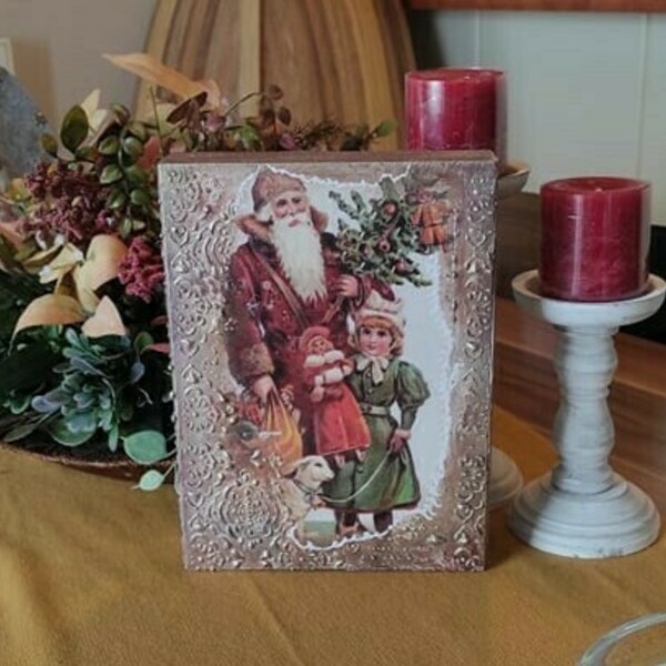 Χειροποίητο ξύλινο χριστουγεννιάτικο διακοσμητικό 20 χ 27 εκ - διακοσμητικά, χριστουγεννιάτικα δώρα, άγιος βασίλης - 5