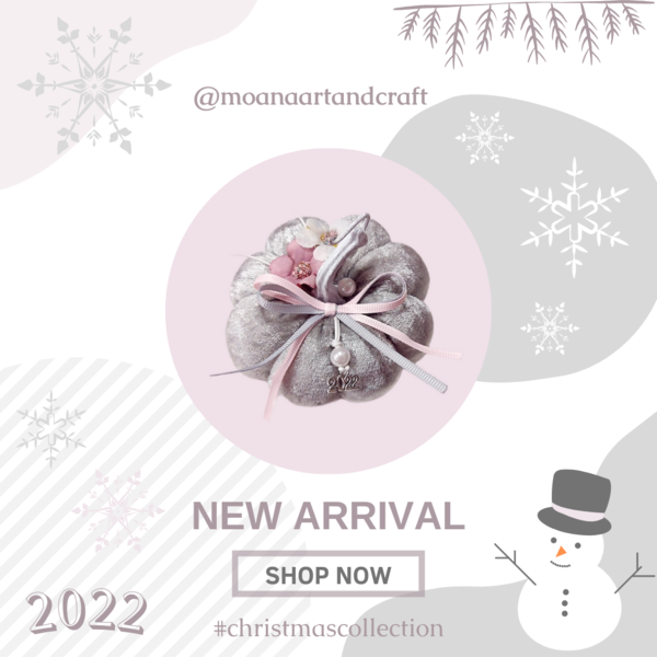 Γούρι 2024 κολοκύθα ροζ ασημί 9 εκ - ύφασμα, χριστουγεννιάτικα δώρα, κολοκύθα, γούρια - 4