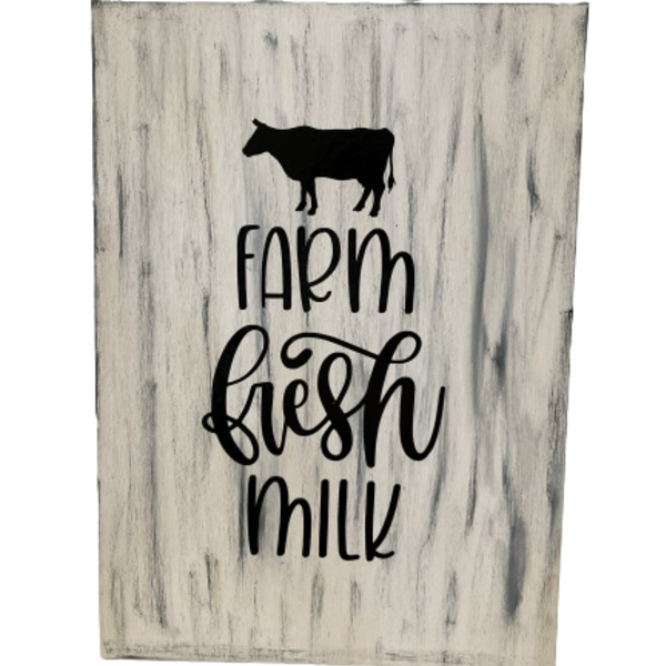 Ξυλινο Καδρακι Farm fresh milk διαστ. 21 x 30 - πίνακες & κάδρα - 2