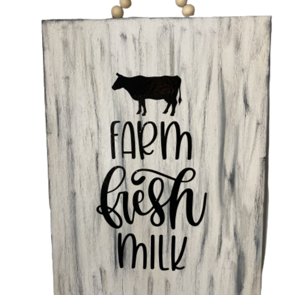 Ξυλινο Καδρακι Farm fresh milk διαστ. 21 x 30 - πίνακες & κάδρα