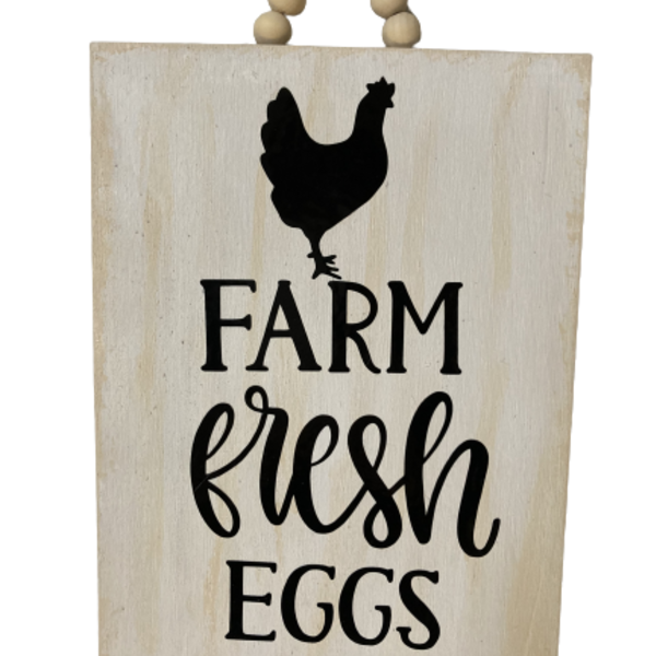 Ξυλινο καδρακι Farm fresh eggs διαστ. 15x21 - πίνακες & κάδρα - 2