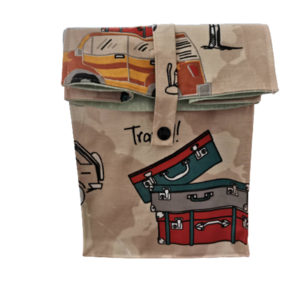 Lunch bag χειροποίητο "Travel" - ύφασμα, χειρός
