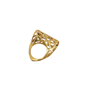 Τρισδιάστατο δαχτυλίδι χρυσό ❣️ - επιχρυσωμένα, ορείχαλκος, γεωμετρικά σχέδια, σταθερά, μεγάλα - 2