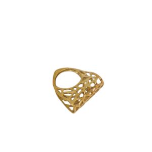 Τρισδιάστατο δαχτυλίδι χρυσό ❣️ - επιχρυσωμένα, ορείχαλκος, γεωμετρικά σχέδια, σταθερά, μεγάλα - 3