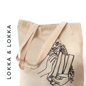 Κεντημένη Τσάντα πολλαπλών χρήσεων - book lover - - all day, tote, πάνινες τσάντες, φθηνές - 3