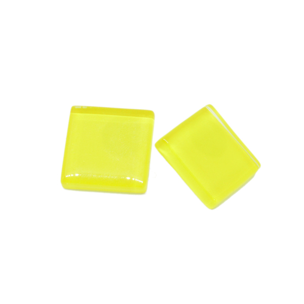 "Glassy" Yellow - Κίτρινα γυάλινα σκουλαρίκια σε σχήμα ρόμβου - γυαλί, καρφωτά, ατσάλι, καρφάκι - 2
