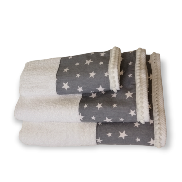 Σετ πετσέτες γκρι αστέρια, 3 τεμάχια - πετσέτες - 2