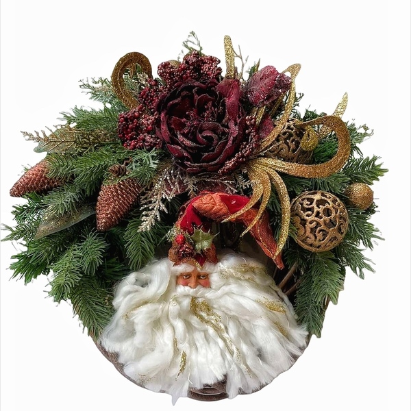 Χριστουγεννιάτικο στεφάνι με Παραμυθένιο Άγιο Βασίλη , στολιδια , λουλούδι 40 εκατοστά - στεφάνια, διακοσμητικά, άγιος βασίλης