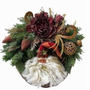 Χριστουγεννιάτικο στεφάνι με Παραμυθένιο Άγιο Βασίλη , στολιδια , λουλούδι 40 εκατοστά - διακοσμητικά, στεφάνια, άγιος βασίλης