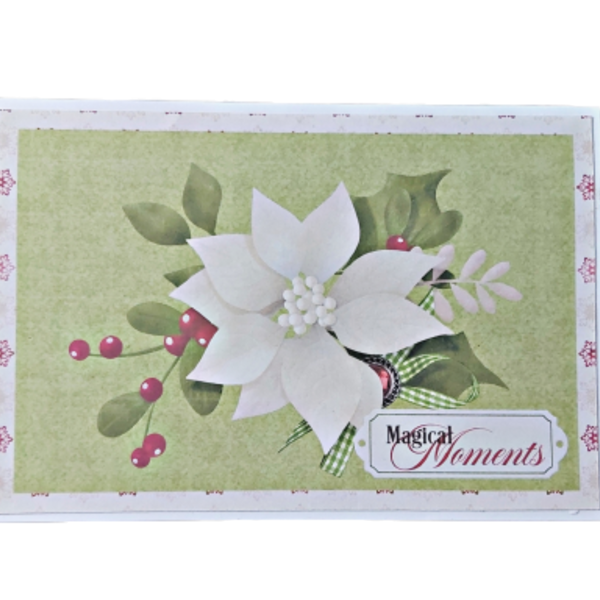 Χειροποίητη ευχετήρια κάρτα με λουλούδι - χειροποίητα, χριστούγεννα, ευχετήριες κάρτες