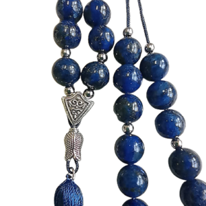 Κομπολόι με πέτρες lapis lazuli και μπλε χειροποίητη φούντα - ημιπολύτιμες πέτρες, με φούντες, personalised, φθηνά - 3