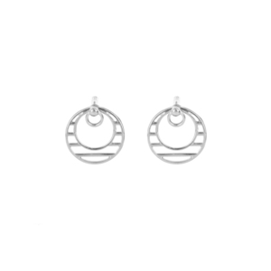 Ear Jacket Σκουλαρίκια "Lines in Circle" - επιχρυσωμένα, επάργυρα, μικρά, boho - 2