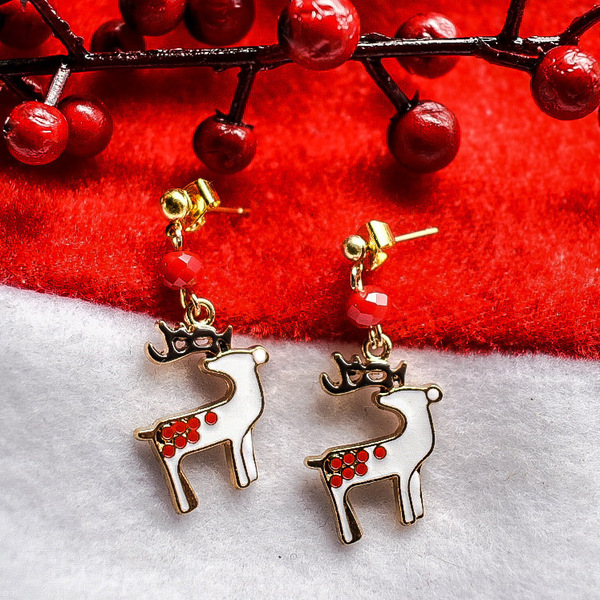 Χριστουγεννιάτικα σκουλαρίκια Ρούντολφ - καρφωτά, μικρά, χριστουγεννιάτικα δώρα, καρφάκι - 2