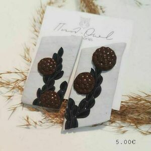 Πηλ_owl accessories 111164 - επάργυρα, πηλός, λουλούδι, καρφωτά, καρφάκι